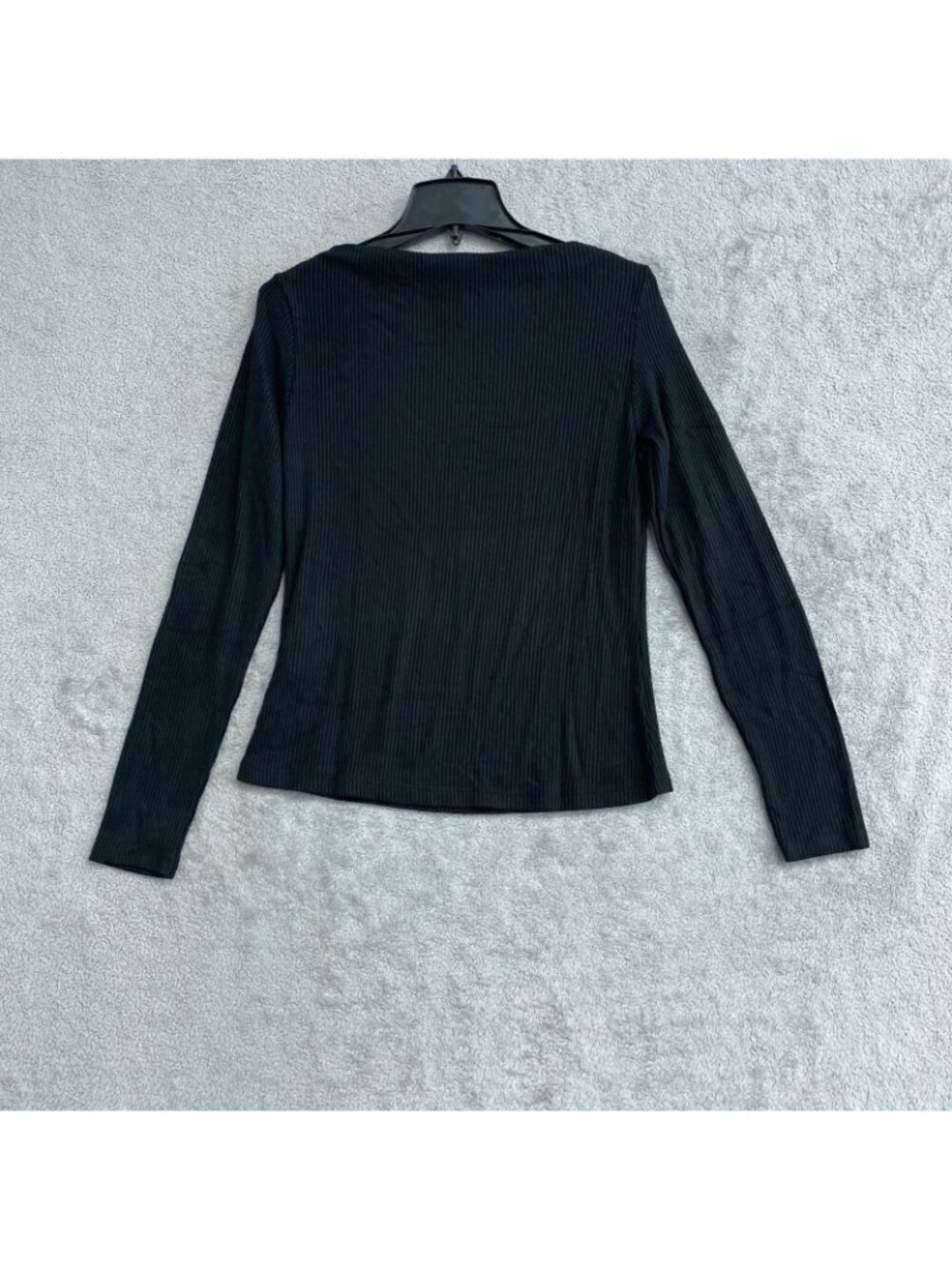 NWT Banana Republic Women's S  Black Ribbed Long Sleeve Knit Top Boat neck P0751 - Picture 4 of 10